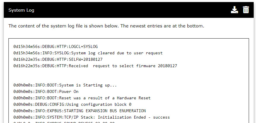 System Log Page